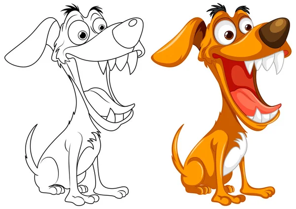 Niedliche Verspielte Verrückte Hund Cartoon Illustration — Stockvektor