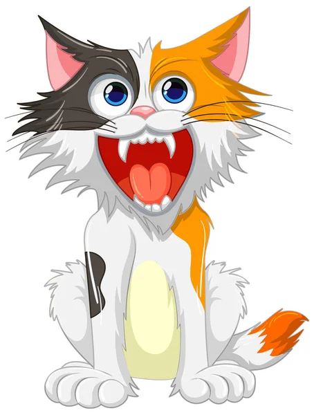 Uma Ilustração Desenho Animado Gato Com Uma Boca Aberta Dentes — Vetor de Stock