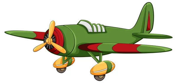 Εικονογράφηση Φορέα Στυλ Κινουμένων Σχεδίων Ενός Κλασικού Αεροσκάφους Αντίκα Πράσινα — Διανυσματικό Αρχείο