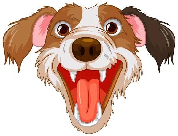 Zeichentrickfilm Eines Glücklichen Hundes Mit Offenem Maul Und Scharfen Zähnen — Stockvektor