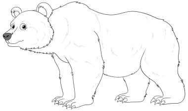 Beyaz bir arkaplanda izole edilmiş bir kutup ayısı ana hatlarının vektör çizimi