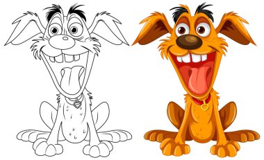 Sevimli çılgın köpek çizgi film çizimi