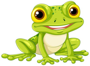 Beyaz arka planda izole edilmiş yeşil bir kurbağanın vektör çizimi