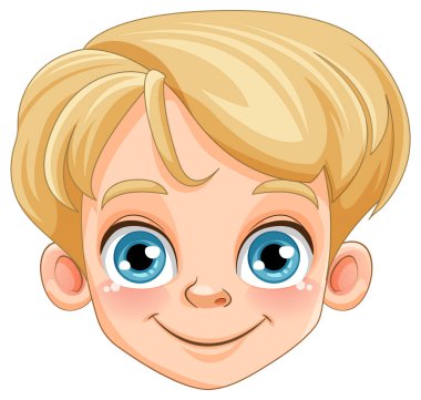 Sevimli çocuk baş çizgi film karakteri çizimi