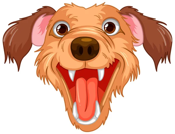 Cartoon Illustration Eines Glücklichen Hundes Mit Offenem Maul Und Scharfen — Stockvektor