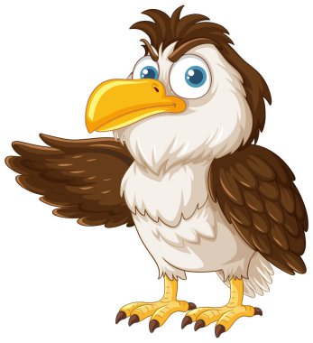 Beyaz arka planda tek kanadı açık duran bir baykuşun vektör çizimi