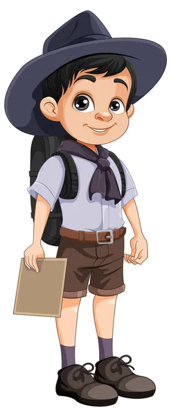 Scout Boy Cartoon Character Illustration — Stock Vector