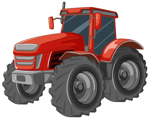 Elszigetelt Fehér Háttér Vektor Rajzfilm Illusztráció Egy Piros Traktor Fényes — Stock Vector