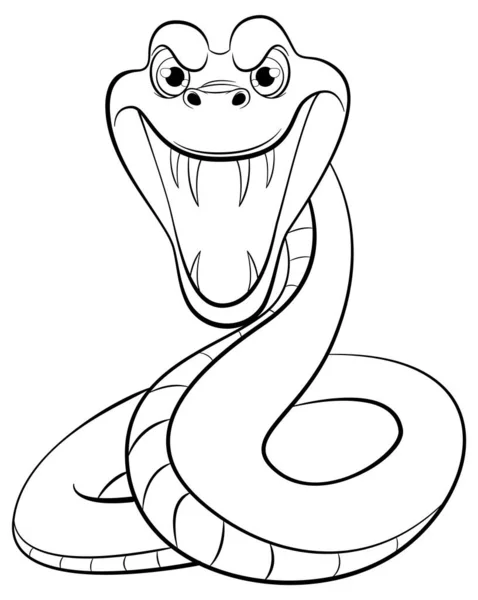 一种矢量卡通画 描绘了一条张嘴尖牙的蛇 准备咬人 — 图库矢量图片