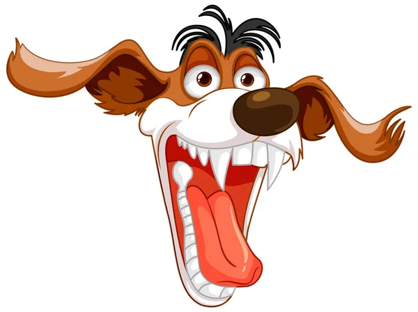 Карикатурная Иллюстрация Сумасшедшей Головы Собаки Открытым Ртом Полным Острых Зубов — стоковый вектор
