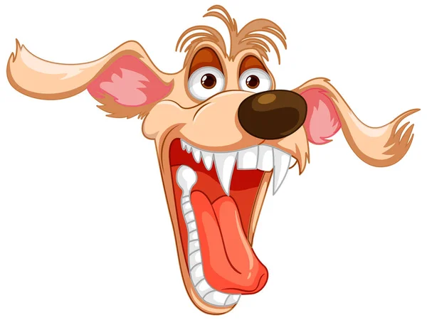 Cartoon Illustration Crazy Dog Head Open Mouth Sharp Teeth Isolated — Stock Vector