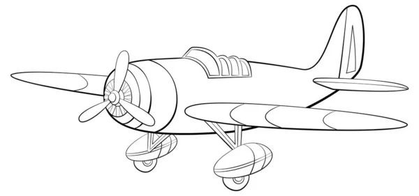 Vector Cartoon Illustration Eines Klassischen Oldtimer Flugzeugs — Stockvektor