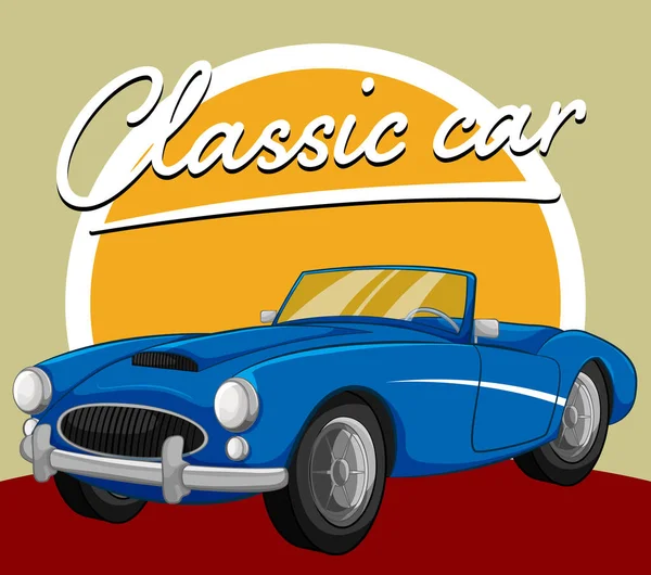 Ein Blaues Oldtimer Cabrio Stil Eines Vektor Cartoons — Stockvektor
