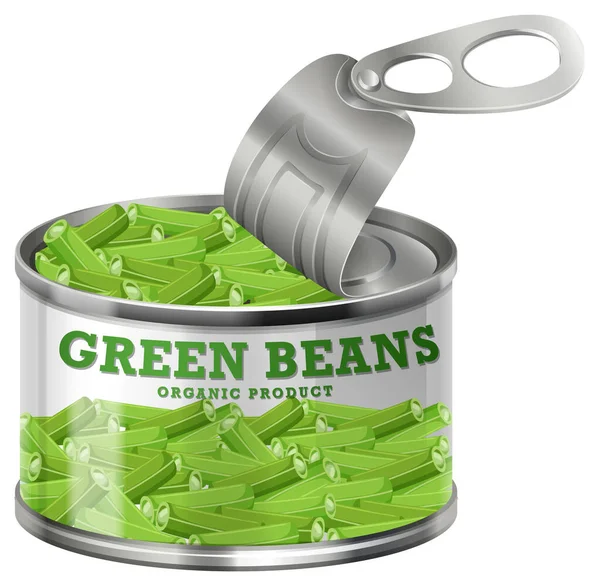 Green Beans Food Can Vector Illustratie — Stockvector