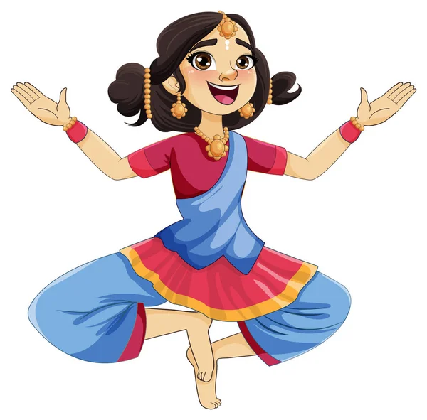 Indické Kreslené Postavičky Tradičním Kulturním Oblečení Ilustrace — Stockový vektor