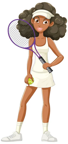 ラケットイラスト付き女子テニス選手 — ストックベクタ