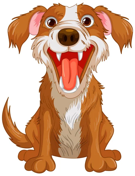 Счастливая Золотая Собака Ретривер Открытым Ртом Острыми Зубами Мультфильм Белом — стоковый вектор