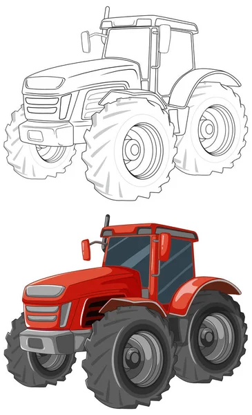 Izolované Bílém Pozadí Tento Červený Traktor Kreslený Ilustrace Ideální Pro — Stockový vektor