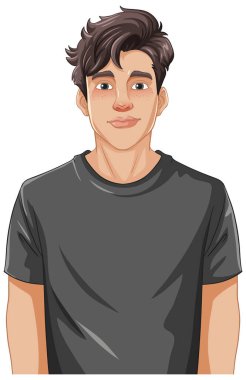 Beyaz bir arka planda izole edilmiş, gülümseyen genç bir adamın vektör çizimi.