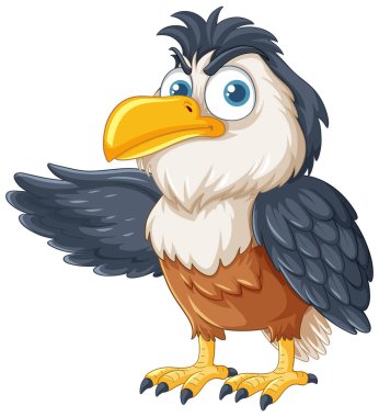 Beyaz arka planda tek kanadı açık duran bir baykuşun vektör çizimi