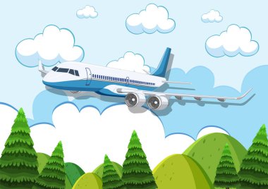 Ticari bir havayolu uçağı açık mavi gökyüzünde uçuyor.