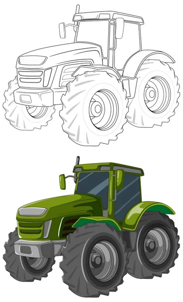 Isoliert Auf Weiß Ist Diese Grüne Traktor Cartoon Illustration Perfekt — Stockvektor