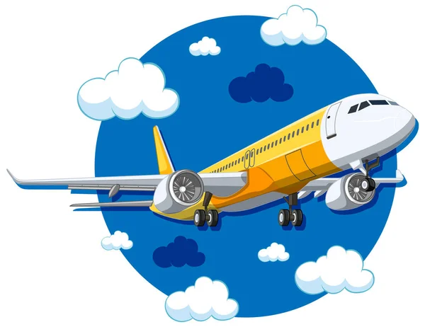 Иллюстрация Самолета Коммерческой Авиакомпании Парящего Ярко Голубом Небе — стоковый вектор