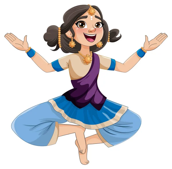 Personnages Dessins Animés Indiens Dans Illustration Tenue Culturelle Traditionnelle — Image vectorielle