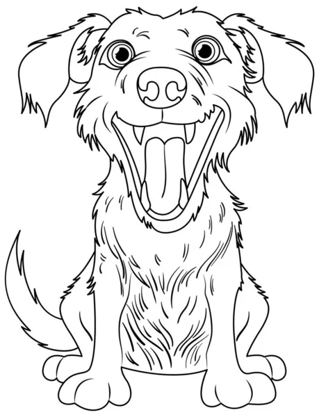Eine Fröhliche Cartoon Illustration Eines Glücklichen Hundes Schwarz Umrandet Und — Stockvektor