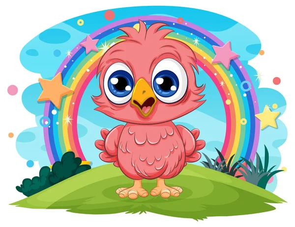Cartoon Vector Illustration Cute Little Chick Fantasy Nature Background — Stock Vector