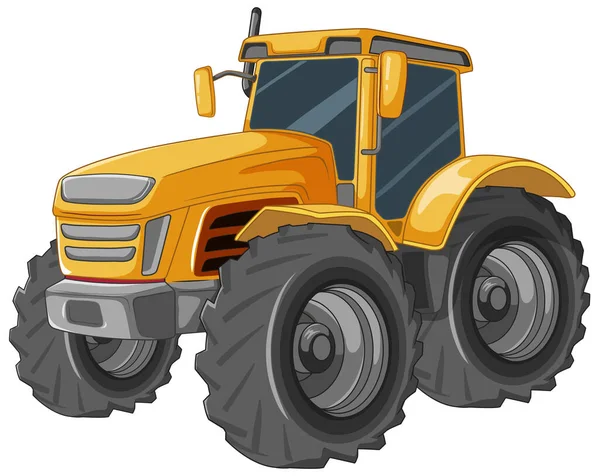 Ein Fröhlicher Cartoon Gelber Traktor Ist Auf Weißem Hintergrund Isoliert — Stockvektor