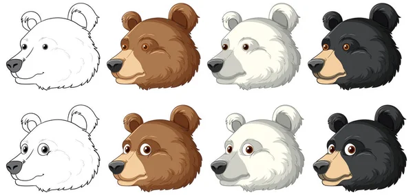 ベクトル漫画スタイルで描かれた異なるクマ種のセット — ストックベクタ