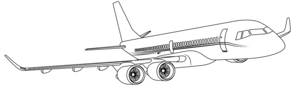 白で孤立した商用航空機のベクトル漫画イラスト — ストックベクタ