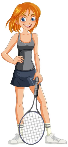 Žena Tenista Raketovou Ilustrací — Stockový vektor