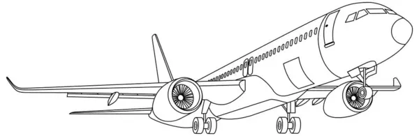 Vektor Cartoon Illustration Eines Startenden Verkehrsflugzeugs Isoliert Auf Weiß — Stockvektor