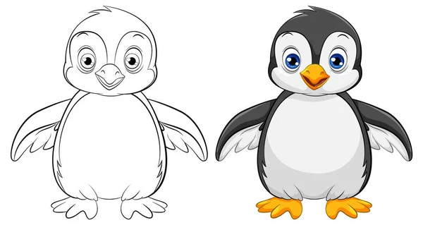 Ένα Διάνυσμα Εικονογράφηση Κινουμένων Σχεδίων Ενός Χαριτωμένου Πιγκουίνου Μωρό Απομονώνονται — Διανυσματικό Αρχείο