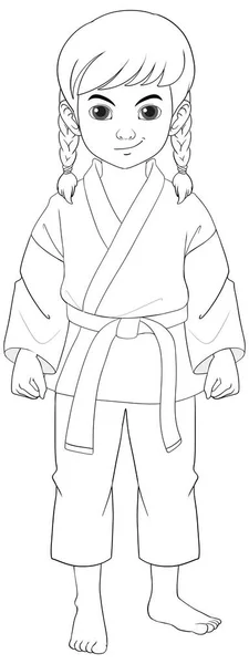 Wektor Kreskówka Ilustracja Dziewczyny Stroju Sportowym Judo — Wektor stockowy