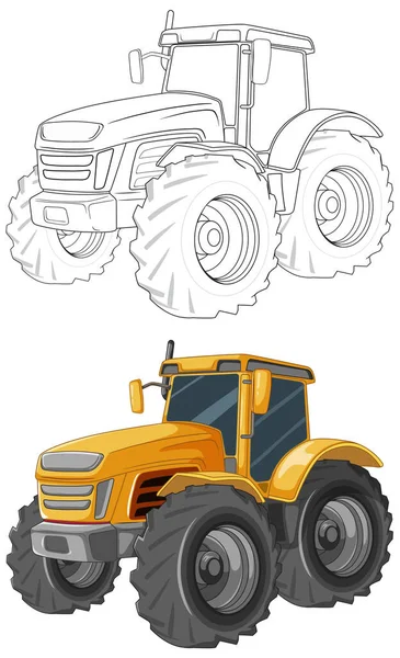 Izolovaný Bílém Tento Vektorový Kreslený Obrázek Žlutého Traktoru Ideální Pro — Stockový vektor