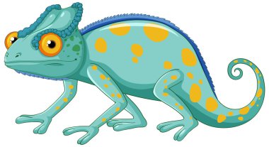 Şirin renkli bukalemun çizgi filmi izole edilmiş.