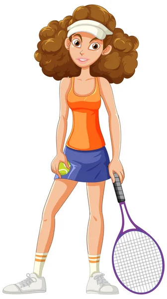 Γυναίκα Παίκτης Τένις Απεικόνιση Ρακέτα — Διανυσματικό Αρχείο