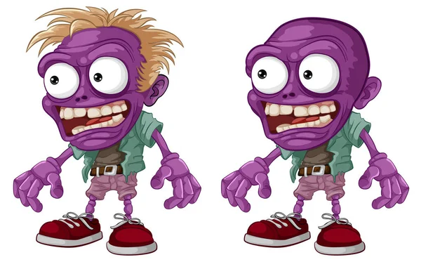 Vibrant Spooky Cartoon Character Purple Illustrated Vector Art Style — Stock Vector