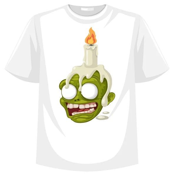 Vector Cartoon Illustration Zombie Skull Candle Secret Spell Screening Shirt — Stock Vector