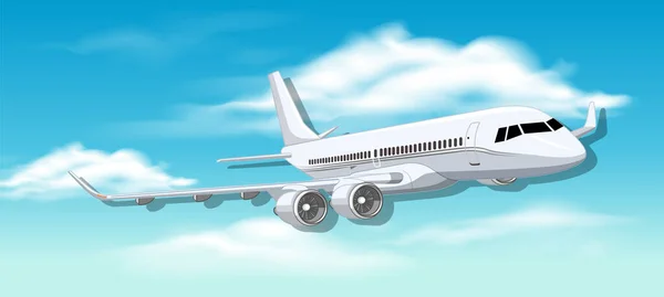 Egy Vektor Rajzfilm Illusztráció Egy Kereskedelmi Légitársaság Repülőgép Szárnyaló Keresztül — Stock Vector