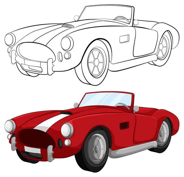 Eine Vektor Cartoon Illustration Eines Klassischen Roten Cabriolets Perfekt Zum — Stockvektor