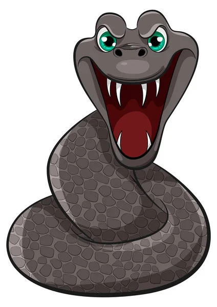 Uma Ilustração Desenho Animado Vetorial Uma Cobra Preta Com Escamas — Vetor de Stock