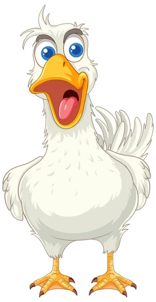 White Happy Duck Desenho Animado Personagem Ilustração — Vetor de Stock