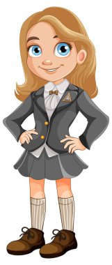 Okul üniformalı güzel bir kız öğrenci.