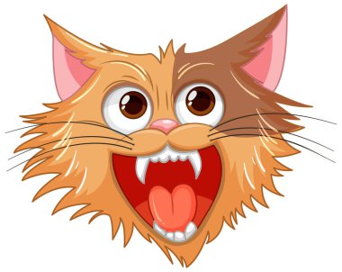 Beyaz arka planda izole edilmiş vahşi bir kedinin vektör çizimi.