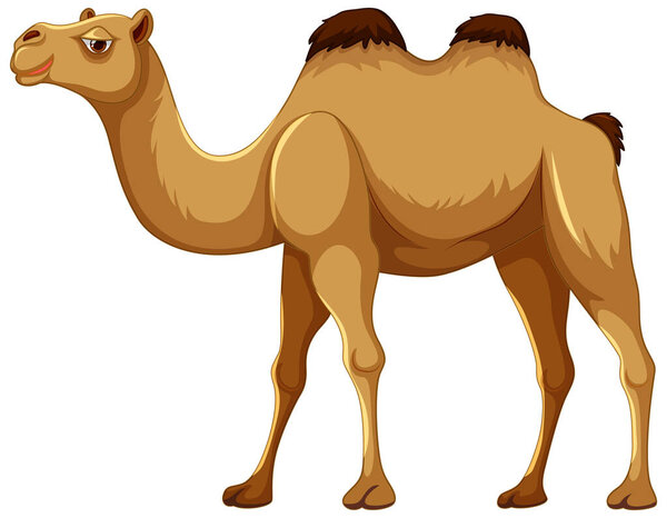 A cartoon illustration of a camel walking, isolated on a white background