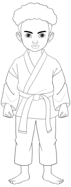 Een Vector Cartoon Illustratie Van Een Jongen Dragen Een Judo — Stockvector